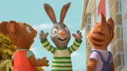 Pip gibt den fiesen, gemeinen Troll beim "Trollbrücken-Spiel".