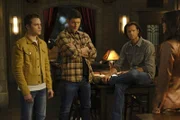 L-R: Jack (Alexander Calvert), Dean Winchester (Jensen Ackles) and Sam Winchester (Jared Padalecki)