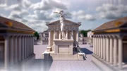 Visualisierung des atlantischen Tempels des Poseidon, wie von Platon beschrieben.