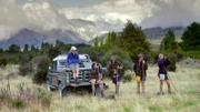 Ein eingespieltes Team: Schaffarmerin Kate Cocks und ihre Hirten während des alljährlichen Schafabtriebs. Im Herbst treiben sie die Schafe aus dem Gebirge in die tieferen Lagen hinab.