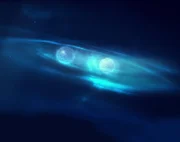 GFX von kreisenden Neutronensternen, die sich einer Kollision nähern