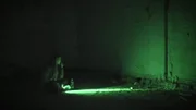 The Bräunsdorf children's home in Oberschöna, Saxony, Nina in a dark room.