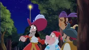 (V. l.) CAPTAIN HOOK, MR. SMEE, BONES, SHARKY
