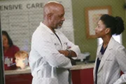 Während der gesundheitliche Zustand eines Patienten dafür sorgt, dass sich Richard (James Pickens Jr., l.) und Maggie (Kelly McCreary, r.) angeregt über die Krankheit Alzheimer unterhalten, tun sich April und Jackson schwer, zu ihrem normalen Leben zurückzukehren ...