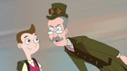 L-R: Milo Murphy (voiced by 'Weird Al' Yankovic), Cavendish (voiced by Dan Povenmire)