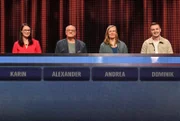 Die Kandidat:innen (v.l.n.r. am Panel): Karin Glaubitz, Alexander Völker, Andrea Türk und Dominik Hartmann.