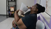 Bentley licking Jackie’s face.