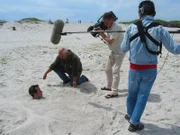 Aufnahmen am Strand von Helgoland mit Willi und dem Seehundschützer Dieter.