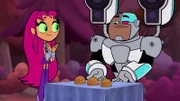 v.li.: Starfire, Cyborg