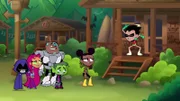 v.li.: Raven, Starfire, Cyborg, Beast Boy, Bumblebee, Robin