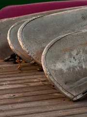 Canoes on a dock in early spring.