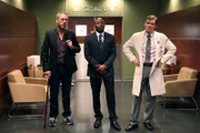 L-R: Dr. Greg House (Hugh Laurie), Dr. Eric Forman (Omar Epps), Dr. James Wilson (Robert Sean Leonard)