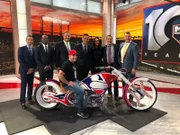 Paul Teutul, Jr. and the MLB Network Analysts pose with the unveiled bike.