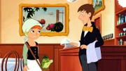Lilli und Hektor treffen Maurice, den jungen Kellner des Restaurant Tatin.
