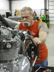 Sr. thinks about a build on the floor as seen on the Alaska episode of American Chopper 6.