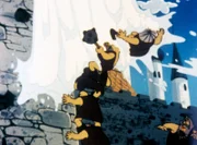 Die gefährlichen Graumänner greifen die Burg des bulgarischen Königs an.