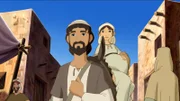 Maria und Josef kommen nach Bethlehem.