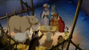 Jesus wird von den Heiligen Drei Königen beschenkt.