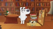 Dog und Puck suchen nach einer perfekten Kopfbedeckung.