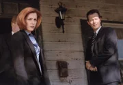 Dana Scully (Gillian Anderson, l.); John Doggett (Robert Patrick, r.)
