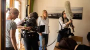 Die Filmcrew am Set in Grünwald.