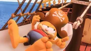 Garfield macht ein Nickerchen an Bord.