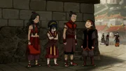 L-R: Katara, Toph, Sokka, Aang