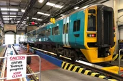 Wartung der Triebwagen im Depot von Transport for Wales. Wartung der Triebwagen im Depot von Transport for Wales.