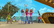 Peter Pan, Tinker Bell, Michael und John können es nicht glauben: Sie sehen Wendy in vierfacher Ausführung vor ihnen stehen.