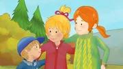 Conni, Anna und Jakob genießen das Herbstwetter.