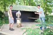 Willi mit Falkner Roland Werner und Geier Schneewittchen vom Bayerischen Jagdfalkenhof Tambach. Ganz schön imposant so ein großer Vogel!