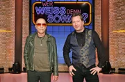 Als Kandidaten zu Gast bei "Wer weiß denn sowas?": Der Musiker und Sänger der Band ‚City’ Toni Krahl (l.) und der Musiker Claudius Dreilich (r.).