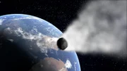 CGI IMAGE: A possible end of Earth's population, an asteroid hitting the planet.