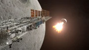 Asteroiden könnten Rohstoffe für Raketentreibstoff liefern. Weltraumtankstellen im Mondorbit würden Reisen zum Mars deutlich vereinfachen.
