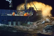 The Cape Caution at night from the chase boat.