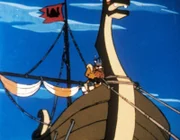 Das Wikingerschiff auf stolzer Fahrt zum Nordpol.