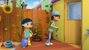 Wissper - Der Krachmacher - Wissper und Peggy eilen zu Krokodil Kev, der leidet unter schrecklichem Lärm, den aber seltsamerweise nur er hören kann. Weder Wissper und Peggy, noch die Affen Alfie und Frankie, können irgendwelche Geräusche wahrnehmen. Deshalb ruft Wissper ihren Freund Herbert, das Pferd, zu Hilfe, denn der hat ein besonders gutes Gehör. Foto: ORF/STUDIO 100 MEDIA. Veröffentlichung honorarfrei nur für redaktionelle Berichterstattung in Sendungszusammenhang und mit Copyrightangabe. Kontakt: foto@orf.at
