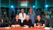 vorne: Martin Klempnow (li.), Mike Krüger, Oliver Pocher hinten: Hugo Egon Balder, Ilka Bessin