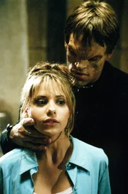 Kann sich Buffy (Sarah Michelle Gellar, r.) aus Lukes (Brian Thompson, l.) Fängen befreien?