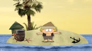 Kalli will mal ungestört eine Sandburg bauen. Als Kalli-Robinson auf einer einsamen Insel kann er das.