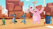 Die Joshua, Valentin und Tietie jubeln den Wolf und Wolfine zu.