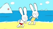 Simon (l.) und Maria (r.) brauchen für ihr Wettrennen am Strand einen fairen Schiedsrichter.