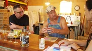 HOWARD THOMPSON, TIM SMITH, AND MARINA MARCHESE DISCUSSING HONEY