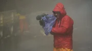Production shooter Breck Warwick sticks to his job even in the toughest weather.