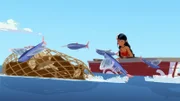 Timeti beobachtet die Fliegenden Fische. Endlich haben sie und ihre Freunde herausgefunden, warum sie verschwunden waren.