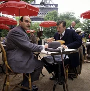 L-R: Hercules Poirot (David Suchet), Chief-Inspector Japp (Philip Jackson)