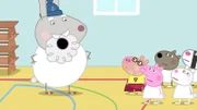 v.li.: Grampy Rabbit, Pedro Pony, Peppa Pig, Danny Dog, Suzy Sheep, Zoë Zebra