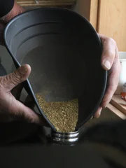 Close up of doumitt pouring gold.