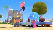 Mamfie, Takolo und Pinkie eröffnen ein Restaurant und freuen sich auf die ersten Gäste.