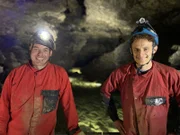 Stefan und Checker Julian (rechts) in der Kluterhöhle in Ennepetal
